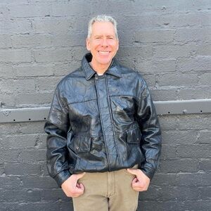 Vintage maxam genuine black leather jacket size XL men’s